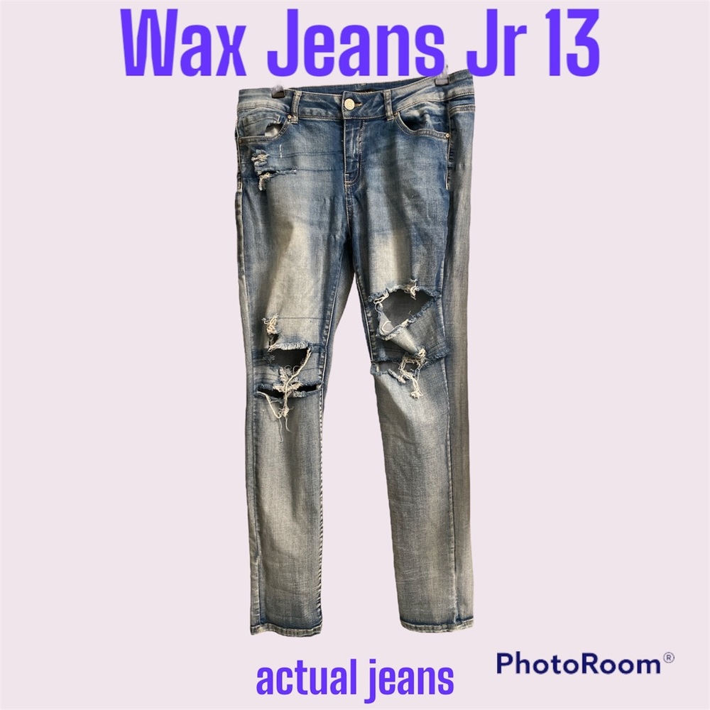 UC Wax Jeans LA 13 Junior’s Distressed Denim Skinny, Front Slits, Soft, Good Hem